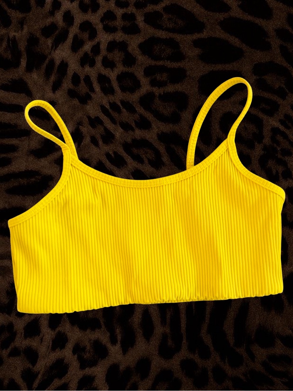 Women's Yellow Ribbed Cropped Year Of Ours Sports Bra